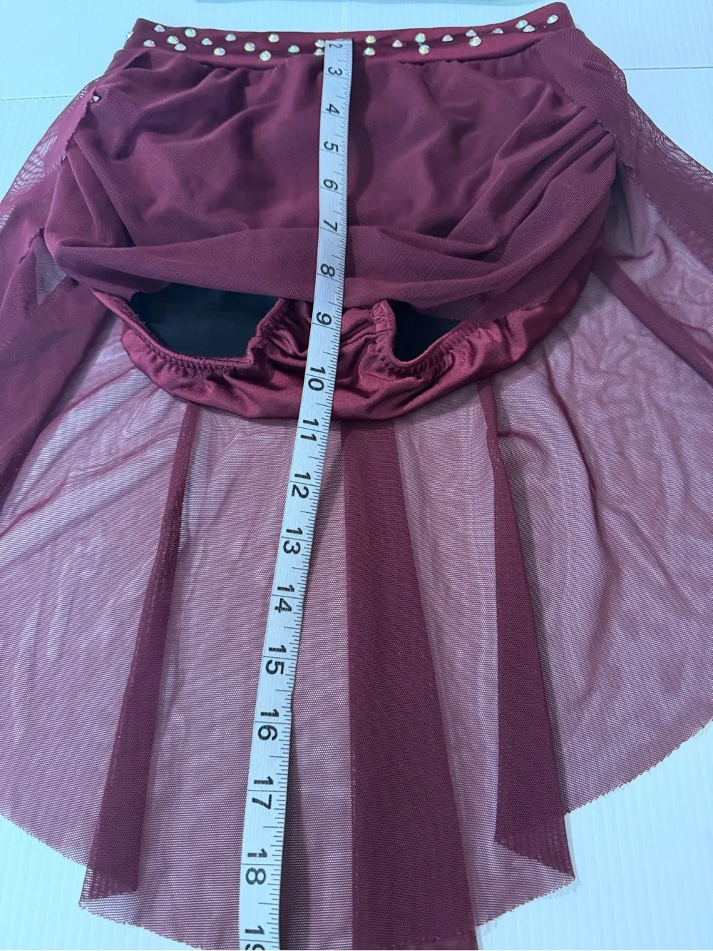 Kelle dance custom rhinestone solo costume burgundy red 2 piece 7114 teen
